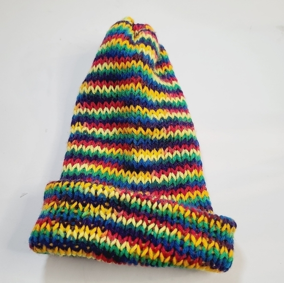 Vintage Handmade Rainbow Knit Winter Ski Hat - Picture 2 of 6